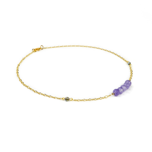 gold chain necklace with purple beads